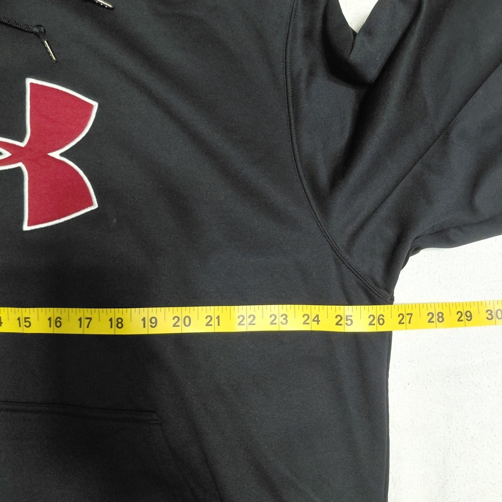 Under Armour Hoodie Mens Black Red Loose Logo Long Sleeve Fleece Sweatshirt XL - Picture 5 of 12